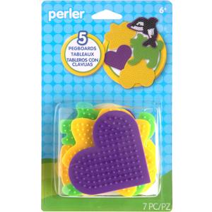 Perler Small Fun Shaped Pegboards for Fuse Beads, Assorted, 8.5 x 5.25 x 2, Pack of 5