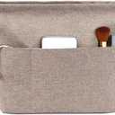 VANCORE Purse Bag Organizer Insert with 13 Pockets, Handbag and Tote Bag Inside Shaper with Zipper (Medium-11.9*10*3.6*8.4in, Khaki)