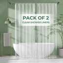 AmazerBath Shower Curtain Liner 2 Pack, 72 x 96 Inches Extra Long PEVA Plastic Shower Liner with 3 Weighted Stones and 12 Rustproof Metal Grommet, Lightweight Waterproof Shower Curtain - Clear