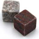 Whiskey Stone Gift Box set with 9 Premium Granite Stones (Won't Water Down Your Drink!), Wood Box, Velvet Carrying Bag and Tongs (Natural Red)