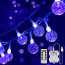 OMIKA 15FT 30 LED Black Light Battery Operated, UV Black Christmas Lights String, Twinkle Fairy Lights with Remote, Blacklight for Halloween Bedroom Glow Party Body Paint Tapestry Decor