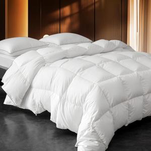 ITSNGBY Down Fibers Comforter Queen Size,Luxurious All Seasons Hotel Collection Duvet Insert,54 Oz High Bulkiness Medium Warmth,Fluffy & Breathable for Bedroom, Guestroom, Hotel (White,90x90)