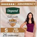 Depend Silhouette Adult Diapers, Incontinence & Postpartum Bladder Leak Underwear for Women, Maximum Absorbency, Small, Pink, 26 Count 