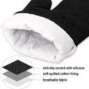 KEGOUU Oven Mitts and Pot Holders 6pcs Set, Kitchen Oven Glove High Heat Resistant 500 Degree Extra Long Oven Mitts and Potholder with Non-Slip Silicone Surface for Cooking (Black)