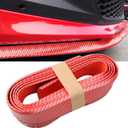 Car Front Bumper Protector Self-Adhesive Auto Splitter Body Spoiler Skirt Rubber Bumper Lip Trim Spoiler 2.5M/8.2ft(Carbon Fiber red)