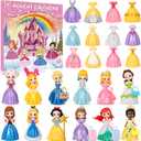 Christmas Advent Calendar Princess Toy - Princess Deformation Toy Christmas Countdown Calendars Princess Transformable Toys for Girls Xmas Gifts Play Party Favor