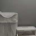 ALSO GO 2-Tier Household Laundry Hamper Sorter, White Removable Laundry Baskets, Portable Rolling Freestanding Plastic Laundry Hamper with 4 Wheels for Organizing Clothes, for Home, Bathroom, Dorm