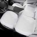 3 Packs Nappa Leather Front & Rear Seat Covers for Tesla Model Y/3 Highland/Juniper 2025 2026 Interior Accessories, Breathable All-Season Non-Slip Bottom Seat Protectors Cushion (White)