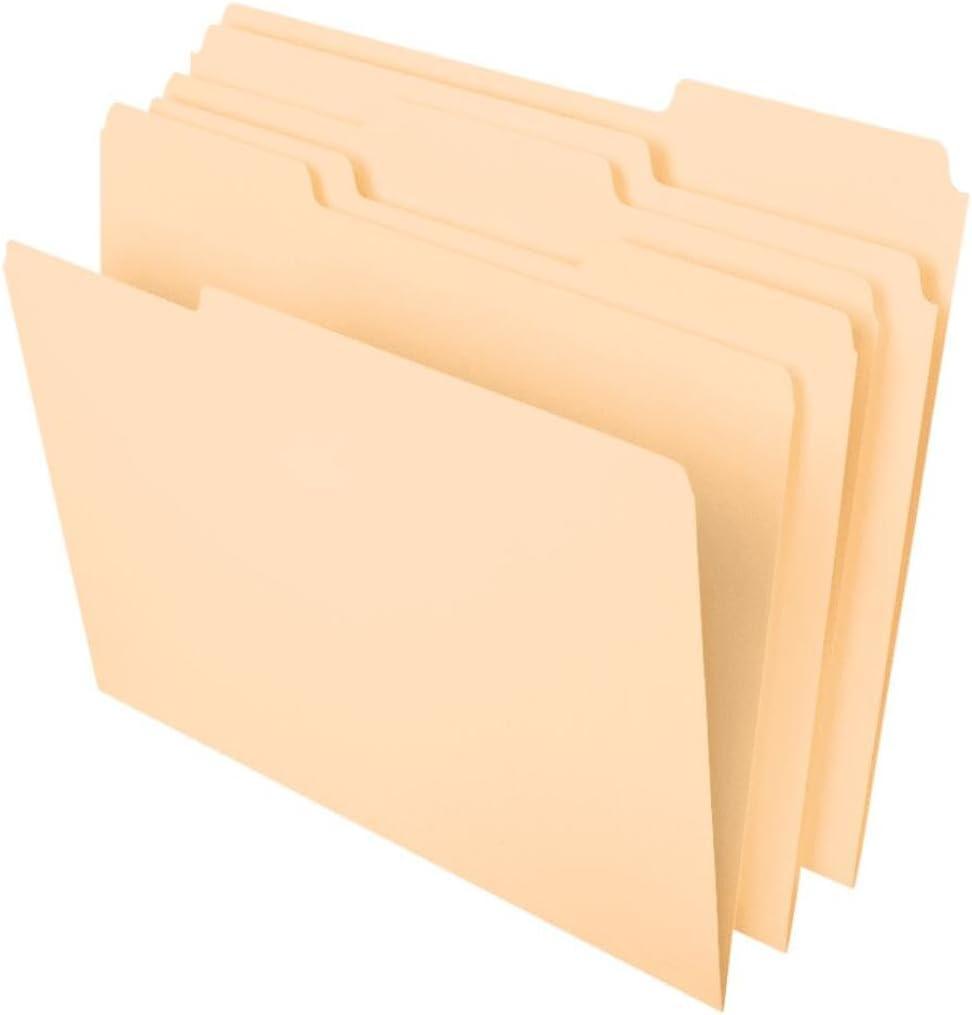 Pendaflex File Folders, Letter Size, 8-1/2" x 11", Classic Manila, 1/3-Cut Tabs in Left, Right, Center Positions, 100 Per Box (65213)