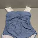 B2prity Womens One Piece Swimsuit Retro Square Neck Tummy Control Bathing Suits Ruched Modest Full Coverage Swimwear, L