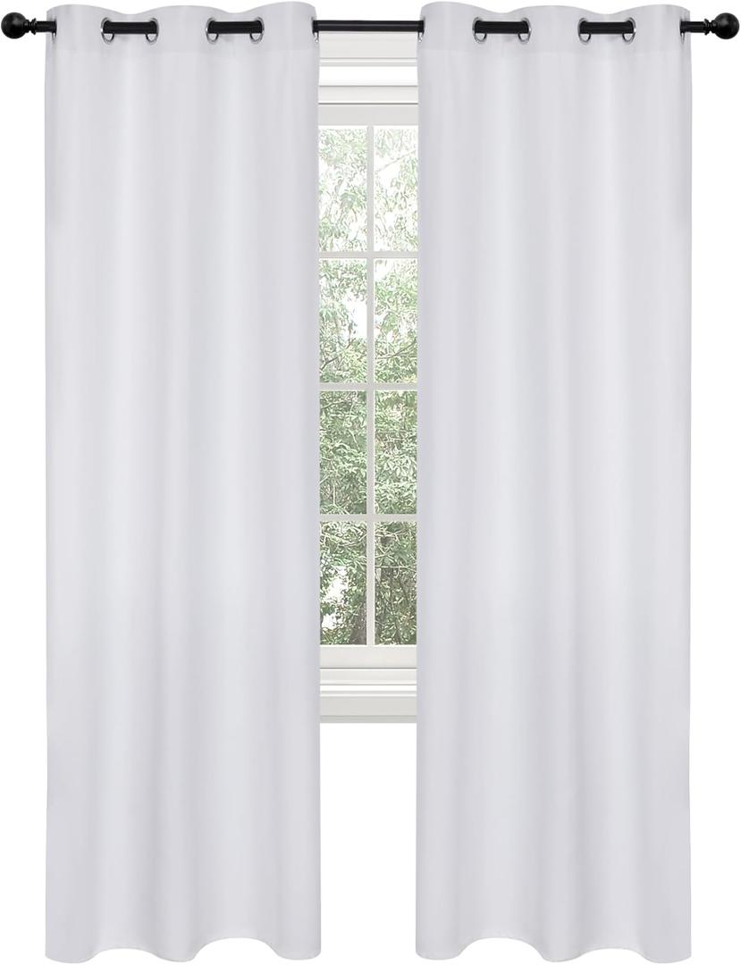 Deconovo Blackout Grommet Curtains  Thermal Insulated, Noise-Reducing, Sustainable & Easy-Care Drapes for Bedroom, Living Room & Office  Oeko-TEX Certified, Star White, 42W x 84L Inch (Set of 2)