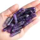 QINJIEJIE Amethyst 20 PCS Healing Crystals Stones Sets Wands Bulk Natural Pocket Purple Crystal Towers Assorted Pointed Reiki Gemstones Polished Energy Meditation Chakra Gifts for Women Men