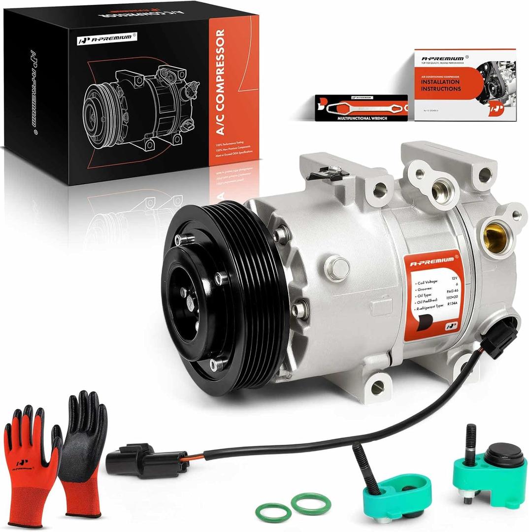 A-Premium Air Conditioner AC Compressor with Clutch Compatible with Hyundai Sonata 2.0L 2.4L 2011-2014, Kia Optima 2.0L 2.4L 2011