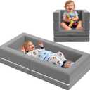 Portable Foldable Toddler Travel BedFoldable & Soft - Convertible 3-in-1 Soft Foam Floor Bed with Washable Cover,Folding Floor Bed Best for Home/Travel/Playing/Hotel,Grey