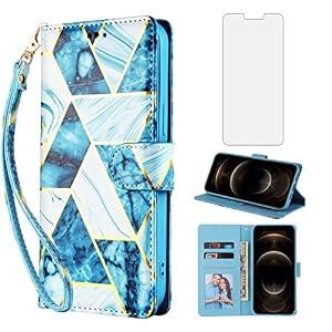 Asuwish Compatible with iPhone 11 Pro Max 6.5 inch Wallet Case Tempered Glass Screen Protector Card Holder Leather Flip Cell Accessories Phone Cases for iPhone11 11pro Promax i XI Plus Women Men Blue