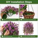 INQCMY Artificial Hanging Flowers with Basket for Spring Outdoor Decoration 3 Bunches of Silk Daisy Flower Uv Resistant for Garden Porch Patio Balcony Yard Decor (Purple2)