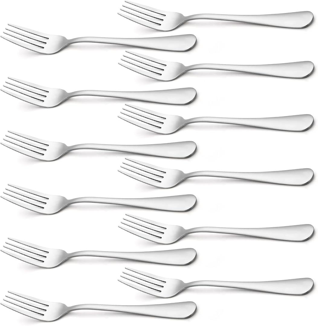 Briout Silverware, Dinner Fork 8 Inches, Forks Set of 12 Premium Food Grade Stainless Steel Forks for Home Kitchen Party Restaurant, Mirror Polished Dishwasher Safe