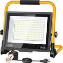 14400LM LED Work Light, 120W Flood Light with 16FT Cord & Switch, Portable Worklight with Stand, 5000K IP66 Waterproof Construction Lighting for Job Site Repairing Workshop Garage