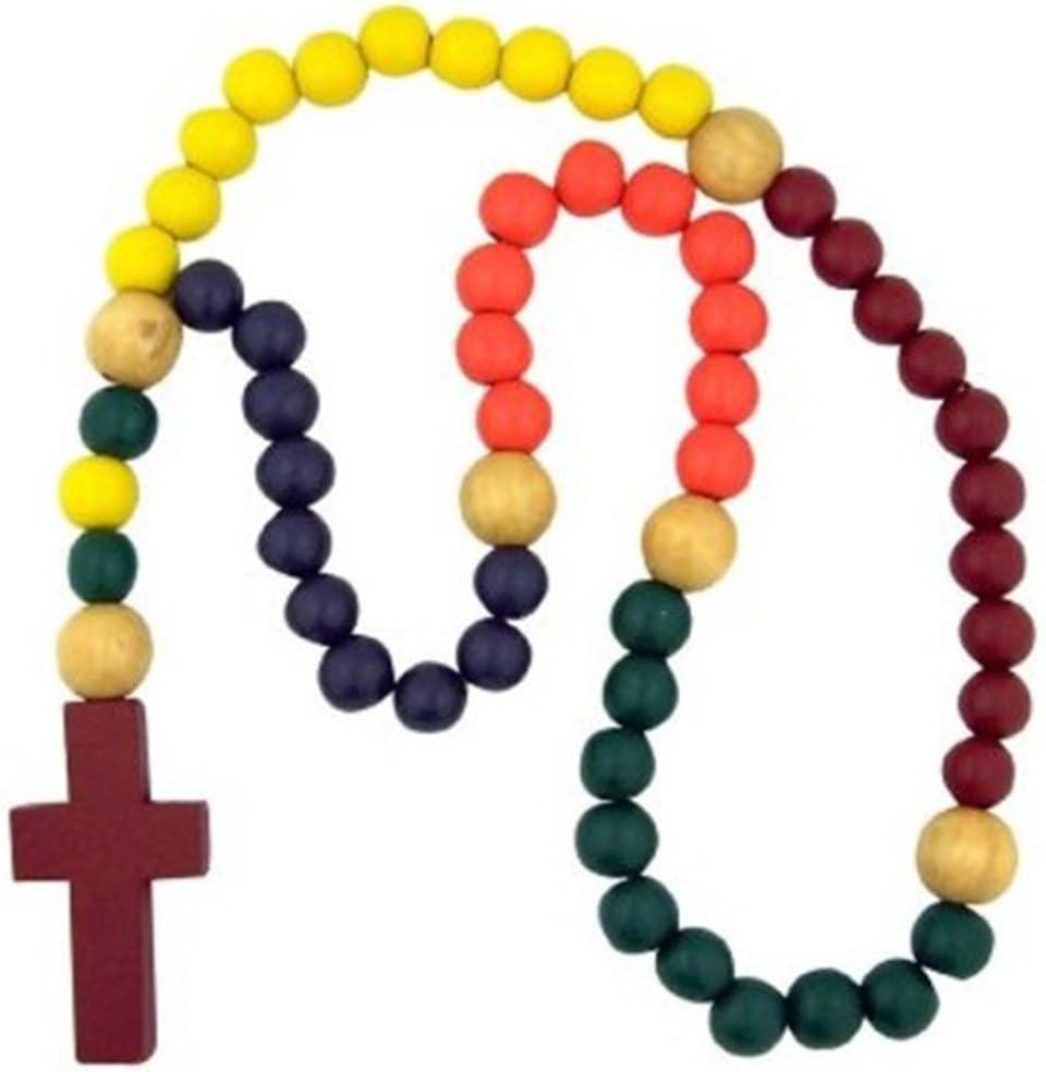Large Multi Color Wood Prayer Bead 21" Kiddie Rosary Religious Nursery Wall Decor