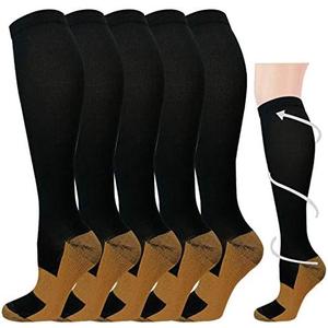 Graduated Compression Socks for Women&Men 20-30mmhg Knee High Socks Travel Hiking Running Stocking, Size 2XL