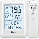 Indoor Outdoor Thermometer Wireless Weather Station, Temperature Humidity Monitor Battery Powered Inside Outside Thermometers with 330ft Range Remote Sensor and Backlight DisplayWH01 (White)