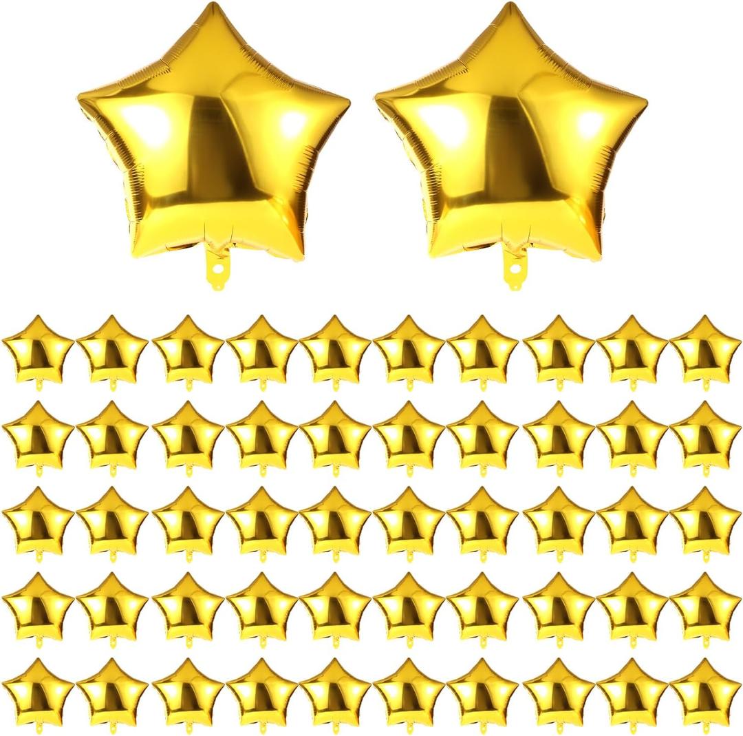 LUTER 50pcs Gold Star Shaped Foil Balloons, 5 Inch, Self Sealing, for Wedding, Baby Shower, Birthday Party Decoration