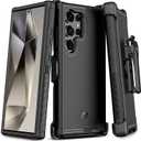 M MYBAT Pro Maverick Series for Samsung Galaxy S24 Ultra Case with Belt Clip Holster, 6.8 inch, Heavy Duty Military Grade Drop Protective Case with 360 Rotating Stand (No Screen Protector) Black