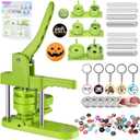 Button Maker Machine Pin Maker 1''+1.25''+2.25'' Button Making Supplies, DIY 300 Pinback Button/10 Keychain Badge/10 Bottle Opener Button/10 Flat Badge for Christmas Party (Green, 1''+1.25''+2.25'')