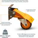 Bora Heavy Duty Workbench 4-Caster Set for Workshop Mobility, Swivel, Locking 155 Pound Non-Marking Rubber 3-inch Wheels, Total Weight Capacity of 620 pounds, Metal Foot Levers for Braking, PM-950