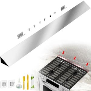 30" Slide-in Range Rear Filler Kit W10113901A, Stove Gap Universal Triangular Filler Strip, Top Trim Kit Between Stove and Wall for Whirlpool & Most Brand, Durable Aluminum Silver