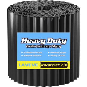 Corrugated Metal Garden Edging, 8" x20ft Landscape Edges Border for Lawn, Flower Bed (Black)