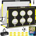 Kids Soccer Goal for Backyard Set - 2 of 6x4 ft Soccer Goals Training Equipment, Soccer Net for Kids Age 3-5 6-8 8-10 10-12, Ball, Targets for Toddler Kid Youth Soccer Games Sports Outdoor Play (1-Black Yellow)