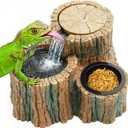 MIXJOY Reptile Water Fountain with Food Dish 550ML, 2 in 1 Reptile Waterfall Drinking Fountain, Reptile Water Dispenser for Bearded Dragon, Gecko, Leopard, Lizard, Chameleon, Tree Frog