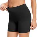 Werena Seamless Slip Shorts for Women Under Dress Shaping Boyshorts Panties Tummy Control Shapewear (Small, #30 Seamless Black)