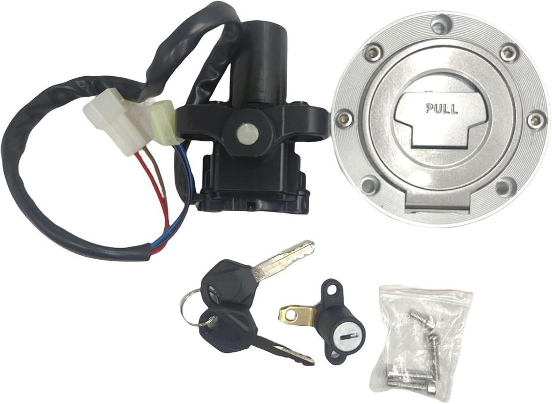 RAYANA Ignition Switch+Gas Fuel Tank Cap+Seat Lock+Keys Compatible For Yamaha MT03 MT09 YZF R1 R6 Fz6 FZ07 FZ8 XJ6 FJ09 FJ13 FZ1 FZ10 FJR1300,Ignition Switch Fuel Gas Cap Cover Seat Lock Key Set