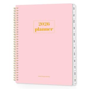 SUNEE 2026 Planner, Weekly and Monthly Calendar Planner, January 2026-December 2026, Daily Agenda with Tabs, Note Pages, Spiral Binding, 8.5"x11", Pink