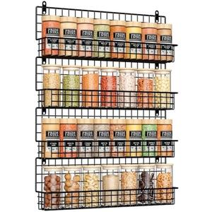 X-cosrack 4 Pack Spice Rack Wall Mount, Upgraded Connectable Seasoning Organizer for Space-Saving, Hanging Spice Storage for Cabinet/Pantry Door (Patent:USD909138S)
