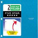 Five Star 2-Pocket Folder, Plastic Folder with Stay-Put Tabs, Fits 3-Ring Binder, Holds 8-1/2" x 11" Paper, Tidewater Blue (333420H-ECM)