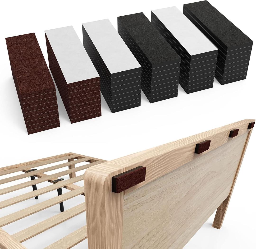 54 PCS Felt Furniture Pads,18pcs Felt Pads+36pcs EVA Foam,Anti-Vibration Soundproof Pads for Bed Frame/Headboard Furniture Protectors,Self Adhesive Furniture Pads for Chair Legs Table Legs(Brown)