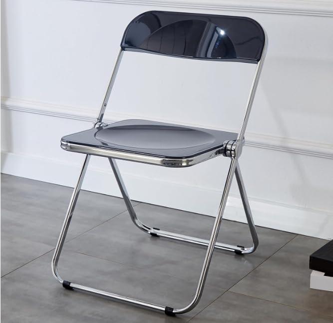 CHAIRABLE Acrylic Folding Chair with Chrome Frame, Plastic Foldable Seat