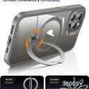 360 Rotatable Magnetic Stand for iPhone 14 pro max Case Compatible with Mag-Safe 16FT Military Drop Protection, Anti-Scratch/Fingerprint Shockproof iPhone 14 pro max Phone Case(Clear-Grey)