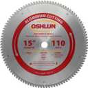 Oshlun SBNF-150110 15-Inch 110 Tooth TCG Saw Blade with 1-Inch Arbor for Aluminum and Non Ferrous Metals