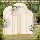 Arch Backdrop Stand and Cover Set (7.2ft,6.6ft,6ft) Metal Arch Frame Stand Gold, Wedding Birthday Party Baby Shower Graduation (Beige, 7.2Ft+6.6Ft+6Ft)