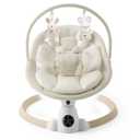 Baby Swing for Infants, Portable Electric Baby Swings with Bluetooth, 5 Swing Speed, 10 Melodies, 5-Point Harness, Remote Control & Touch Panel - Infant Swing for Indoor & Outdoor Use, Beige