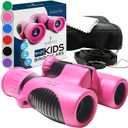 Think Peak Pink Binoculars Science Toy for Kids Ages 3-12 Years - Real Compact Outdoor Adventure & STEM Educational Nature Hiking Explorer for Bird Watching, Camping Children’s Birthday Gift