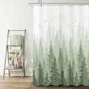 Hokibero Blue Misty Forest Mountain Nature Tree Fabric Shower Curtains for Bathroom Waterproof Heavy Duty Navy Blue and White Woohitedland Shower Curtain Bathtubs Hotel, 72 x 72 inch