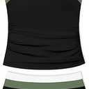 NAPU Girls Swimsuit Color Block Tankini Swimsuit Quick Dry 2 Piece Bathing Suit for Girls, Teens Swimwear Summer, 15-16 Years Old