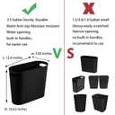 rejomiik Small Trash Can, 3.5 Gallon Slim Garbage Can Plastic Waste Basket with Handles Container Bin for Narrow Spaces Bathroom, Bedroom, Kitchen, Office at Home, Black