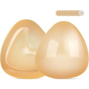 Double Sided Sticky Bra Inserts, Reusable Push Up Adhesive Pads with Padding for Bikini, Swimsuit, Sports Bra & Strapless Dresses Beige B