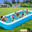 Large Inflatable Pool with Pump, 165" x 76" x 22" Oversized Thickened Blow Up Pools for Adults, Family Swimming Pool for Backyard, Outdoor, and Summer Water Party